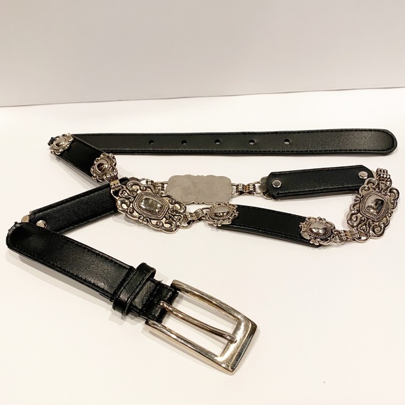 Accessories - Genuine Leather and Silver Metal Accent Belt